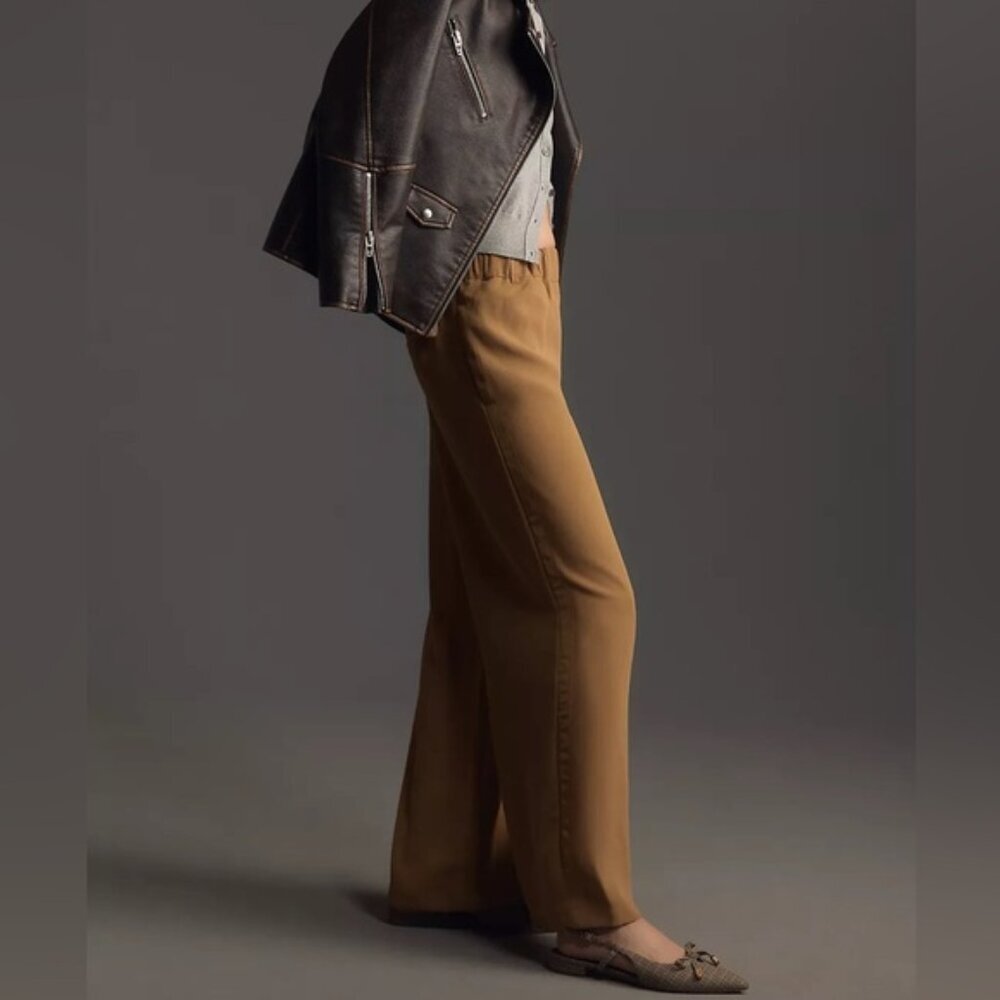 NWT Anthropologie Soft Pull-On Pants Khaki Tan Wide Leg XXS